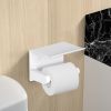 Self Adhesive Toilet Paper Holder with Phone Shelf Stainless Steel Wall Mounted Toilet Paper Roll Holder - Rustproof and Bathroom Washroom Tissue Roll