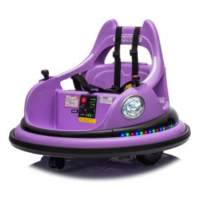 12V ride on bumper car for kids,electric car for kids,1.5-5 Years Old,W/Remote Control, LED Lights, Bluetooth & 360 Degree Spin (Color: as Pic)