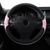 Microfiber Leather 15" Universal Fit Car Steering Wheel Cover, Elastic Nonslip Breathable and Odorless, Black & Pink Grip