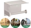 Self Adhesive Toilet Paper Holder with Phone Shelf Stainless Steel Wall Mounted Toilet Paper Roll Holder - Rustproof and Bathroom Washroom Tissue Roll