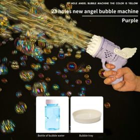 Bubble Hammer Gun Children Gift Toys Small Fan Soap Bubbles Gun Kids Toys 23 Hole Bubbles Machine Angel Bubble Gun Removable (Ships From: China, Color: Angel gun purple)