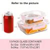 10 Pack Glass Meal Prep Containers with Lids – Glass Food Storage Containers, Airtight Glass Lunch Bento Boxes for Food and Utensil Transport