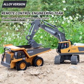 2.4G Remote Control; High Tech 11 Channels RC Excavator Dump Trucks Bulldozer Alloy Plastic Engineering Vehicle Electronic Toys For Boy Gifts (Items: Excavator)