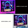 2D Flat, 2D Flat Fluorescent Tapestry Glow in The Dark Gamer, Room Decor Wall Hanging for Bedroom, Living Room
