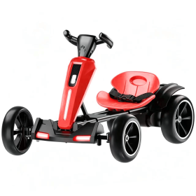 12V electric Kids Pedal Go Kart, Folder Go Kart, Outdoor Ride on Toy with Adjustable Seat (Material: Polypropylene, Color: Red)