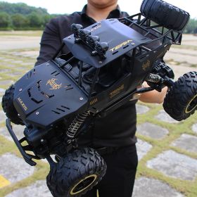 RC 37cm 4WD Large Remote Control Cars Rock Crawler Monster Truck Kids Toy Gift (COLOUR: Black + 2 batteries)