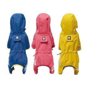 Small dog raincoat; body full surrounding; waterproof poncho pet clothes; with tow holes in the back (COLOUR: turmeric, size: S (recommended weight 2-3 kg))