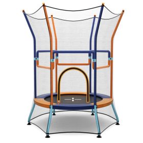 Mini Trampoline for Kids with Safety Enclosure Net and Foam Handles (Color: Orange)