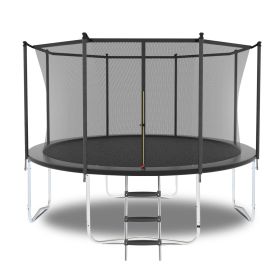 10FT Trampoline with Safety Enclosure Net, Outdoor Trampoline with Heavy Duty Jumping Mat and Spring Cover Padding for Kids and Adults (Color: as Pic)