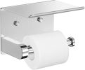 Self Adhesive Toilet Paper Holder with Phone Shelf Stainless Steel Wall Mounted Toilet Paper Roll Holder - Rustproof and Bathroom Washroom Tissue Roll
