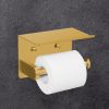 Self Adhesive Toilet Paper Holder with Phone Shelf Stainless Steel Wall Mounted Toilet Paper Roll Holder - Rustproof and Bathroom Washroom Tissue Roll