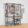 Garment Rack Heavy Duty Metal Shoe Clothing Organizer Shelves Freestanding Multifunctional Clothes Wardrobe