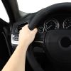 Microfiber Leather 15" Universal Fit Car Steering Wheel Cover, Elastic Nonslip Breathable and Odorless, Black & Pink Grip