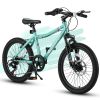 S20101 20 Inch Kids' Bike, Boys Girls Mountain Bike Ages 8-12, 7 Speed Teenager Children Kids' Bicycles, Front Suspension Disc Brake Rear V-Brake