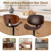 A set of 2 rotating bar stools with adjustable height, PU leather decorative chairs, backrests and footstools, and anti-slip rubber bases