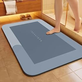 Super absorbent diatomaceous earth bath mat, fast drying, anti slip and absorbent floor mat, soft and comfortable bathroom mat suitable for shower (Color: Blue)