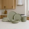 12-Piece Stoneware Dinner Plates Bowls Sets | Microwave & Dishwasher Safe | Non-Toxic Dinner Plates Bowls Set | Stackable Matte Glaze Kitchenware for