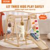 VEVOR Indoor Jungle Gym, 7-in-1 Toddler Indoor Playground, Wooden Toddler Climbing Toys Indoor with Wood & Rope Ladder, Net Ladder, Swing, Monkey Bar