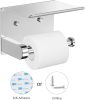 Self Adhesive Toilet Paper Holder with Phone Shelf Stainless Steel Wall Mounted Toilet Paper Roll Holder - Rustproof and Bathroom Washroom Tissue Roll