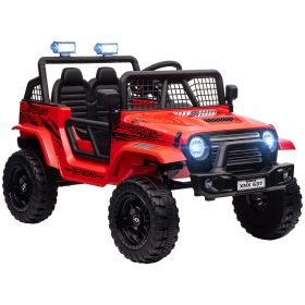 Qaba 12V Ride on Truck, Battery Powered Kids Electric Car with Parent Remote, 4 Suspension Wheels, 3 MPH Max Speed, Music (Color: as Pic)