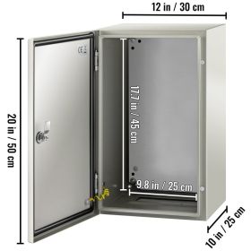 NEMA Steel Enclosure, 20 X 12 X 10'' NEMA 4X Steel Electrical Box, IP66 Waterproof & Dustproof, Outdoor/Indoor Electrical Junction Box, With Moun (Option: Grey)