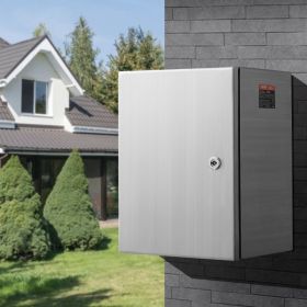 Steel Electrical Box, 24'x 20'x 8', 304 Stainless Steel Electrical Enclosure Box, Wall-Mounted Outdoor Electrical Electronic Equipment Enclosure (Option: Silver)